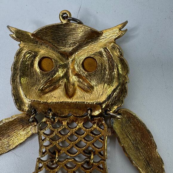 Articulated Park Lane Owl Pendant with Signed Gold Tone Vintage - Picture 5 of 7